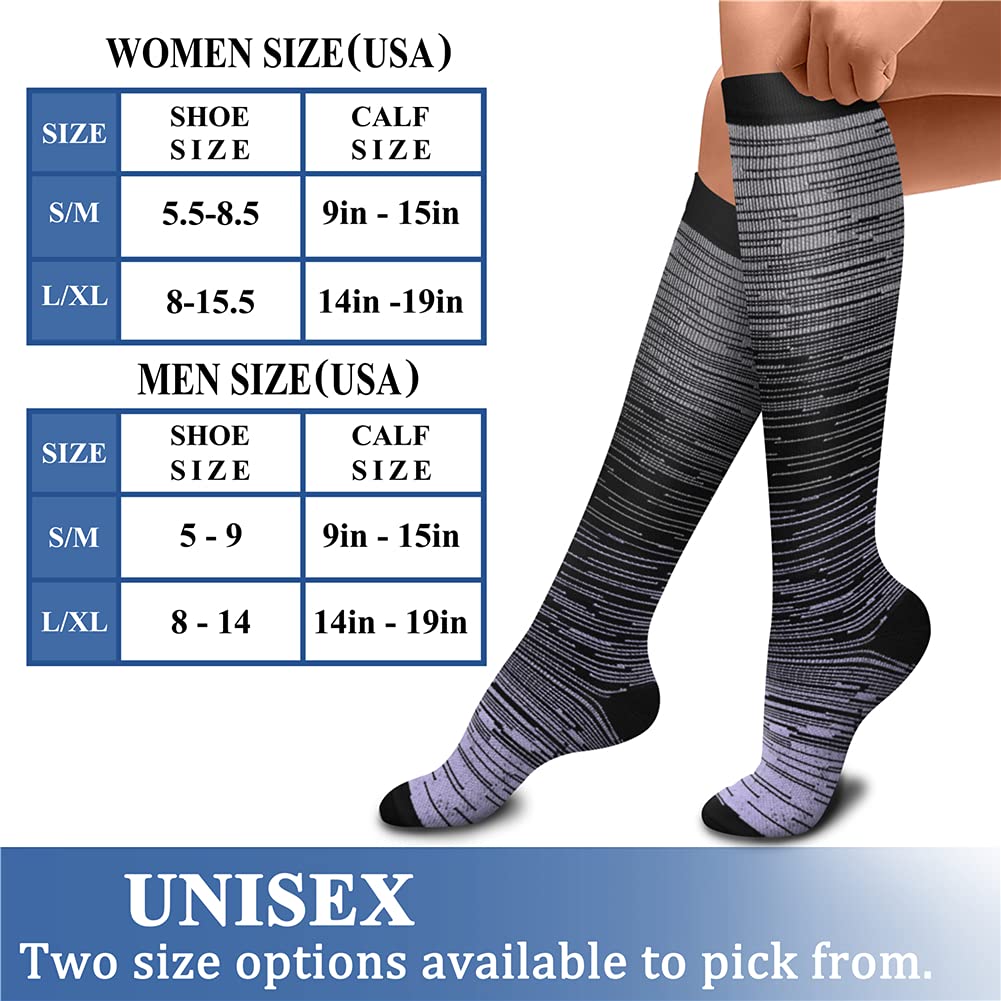 CHARMKING Compression Socks for Women & Men Circulation (3 Pairs) 15-20 mmHg is Best Athletic for Running, Flight Travel, Support, Cycling, Pregnant - Boost Performance, Durability (S/M, Multi 32)