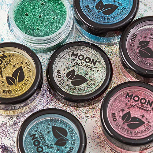 Biodegradable Eco Glitter Shakers by Moon Glitter - 100% Cosmetic Bio Glitter for Face, Body, Nails, Hair and Lips - 5g - Silver