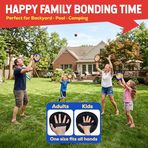 Sticky Toss and Catch Ball Game Set - 4 Paddles & Balls