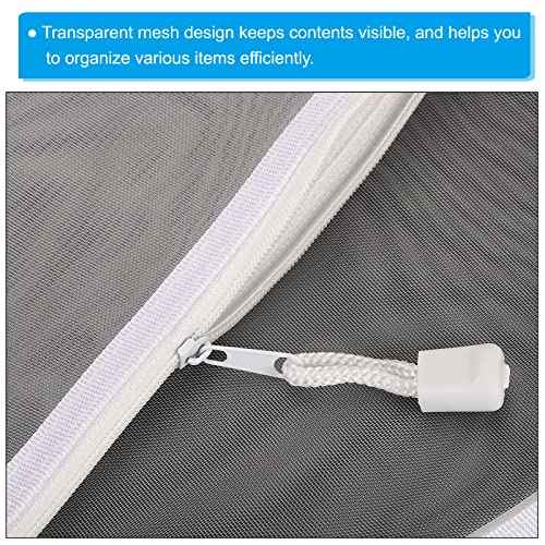 PATIKIL Mesh Zipper Bags, 4 Pack Nylon A4 Size Pen Pencil Travel Cases Toiletry Cosmetic Makeup Pouches Zipper Files Purse Organizer for Office, White