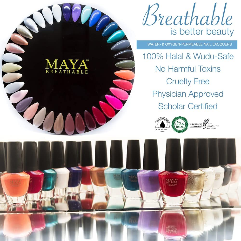 MAYA Cosmetics Halal Breathable Quick Dry Nail Polish, Vegan and Cruelty Free, Oxygen & Water Permeable Nail Lacquer, Non Toxic Gentle On Nails, Cocoa Bean