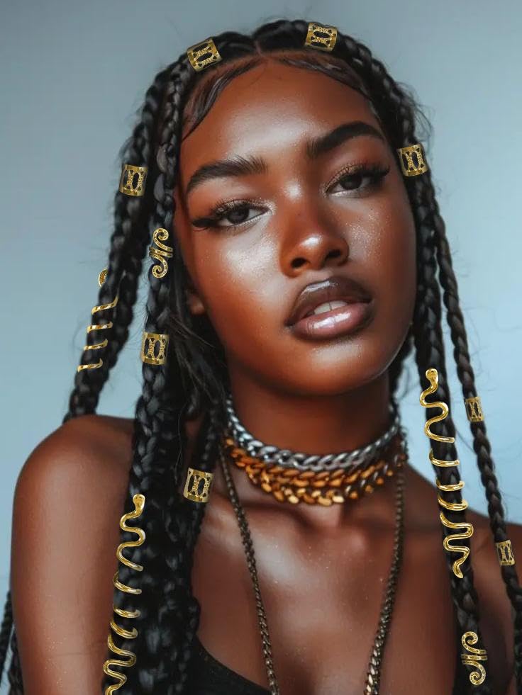 Gold Hair Accessories Set for Women - 26 Pcs Dreadlock Beads, Clips & Jewelry for Braids & Locs