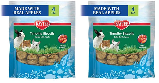 Kaytee Timothy Biscuits Baked Treat for Pet Guinea Pigs, Rabbits & Other Small Animals, Apple, 4 oz (Pack of 2)