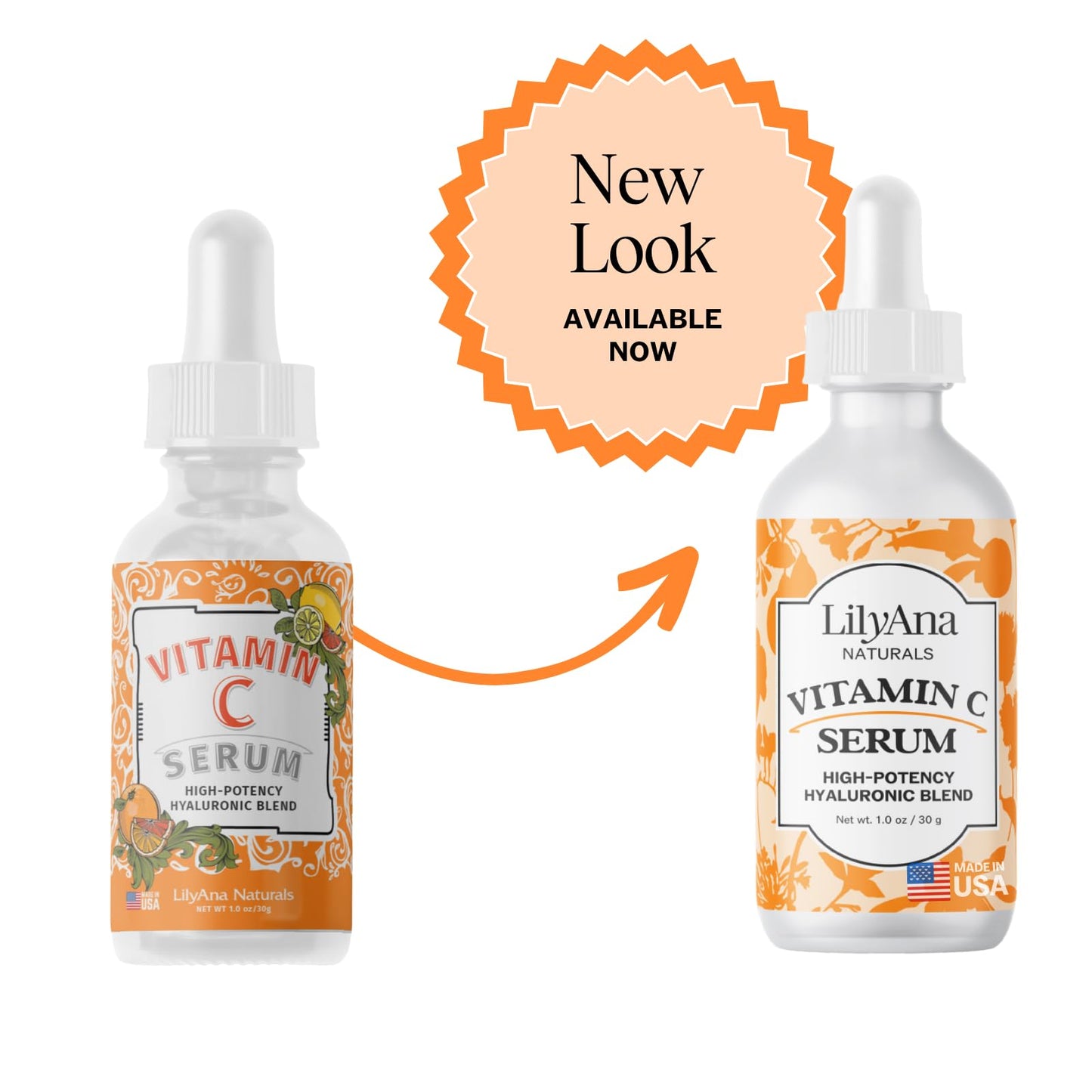 LilyAna Naturals Vitamin C Serum for Face - Face Serum with Hyaluronic Acid and Vitamin E, Anti Aging Serum, Reduces Age Spots and Sun Damage, Promotes Collagen and Elastin (Double Pack)