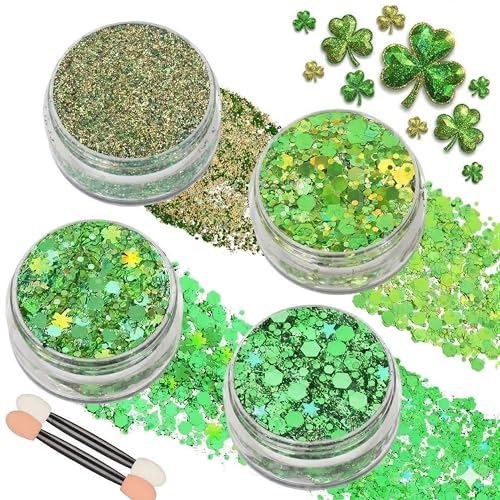 Paminify Green Face Glitter Gel - 4 Unique Styles for St. Patrick's Day