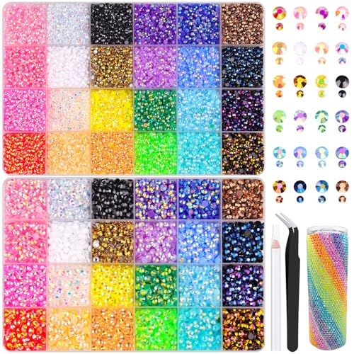 TINKRSTUFF Multicolored Jelly Rhinestones Kit 3mm & 5mm Flatback Gems for DIY Crafts & Nail Art - 2 Large Boxes