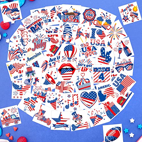 HOWAF 4th of July Temporary Tattoos, 96-Piece Patriotic Tattoo Stickers