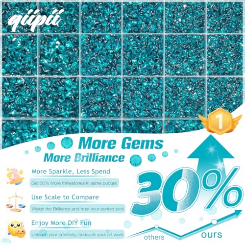 Qiipii Teal Blue Resin Rhinestones with B7000 Glue for Crafts & DIY Jewelry 2mm-6mm