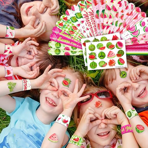 Watermelon Party Favor Set - 48 Piece Bundle with Tattoos & Slap Bracelets