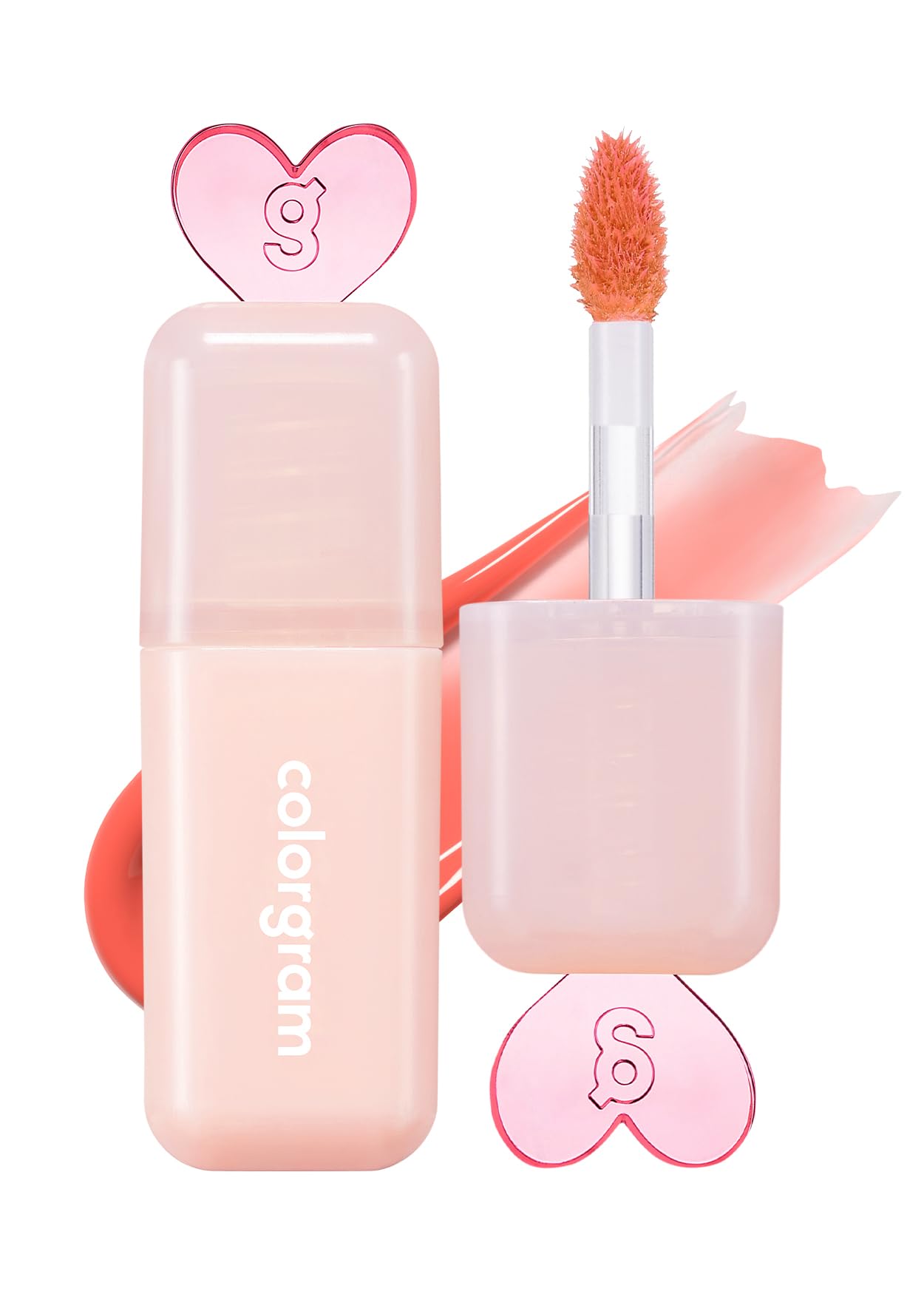 COLORGRAM Juicy Drop Tint 02 Peach Dew | Juicy Lip Gloss, Glowing Lip Stain with Fruity Colors, Buildable & Blendable, Highly Pigmented