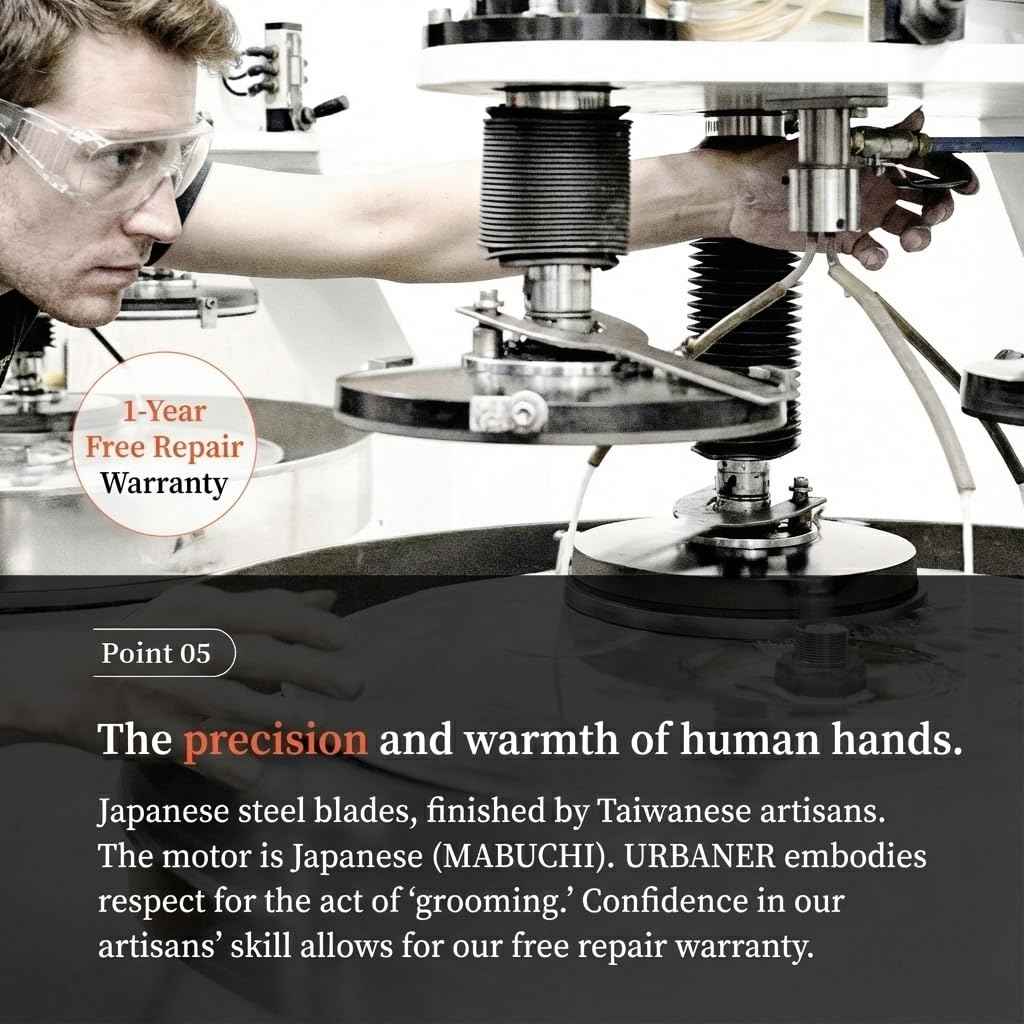 URBANER Mustache Trimmer – Cordless, Waterproof & Adjustable, 0.5–14mm Precision Settings, Lightweight Grooming Clipper with Japanese Steel Blade for Travel Use, Beard Trimmer for Men, Hair Clippers