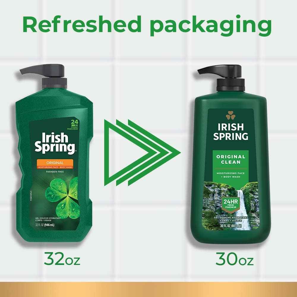 Irish Spring Original Clean Body Wash, 30 Oz Pump (Pack of 4)