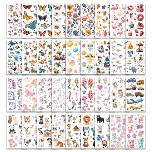 350+ Mixed Temporary Tattoos for Kids - 37 Sheets Party Favors