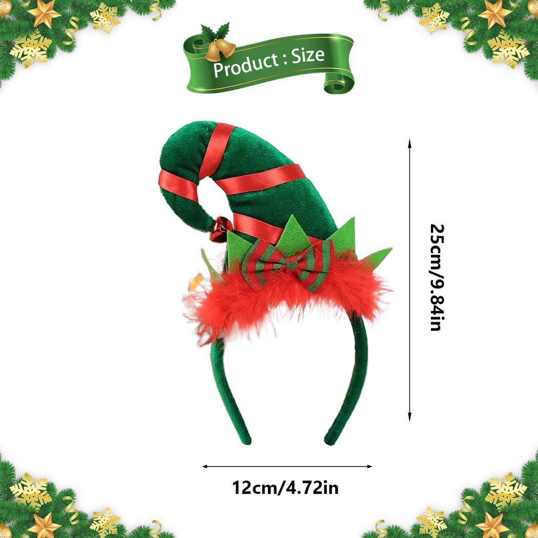 Werhonton Christmas Headband Elves Hat Headwear Holiday Costume Hairband for Women and Girls (1pcs)