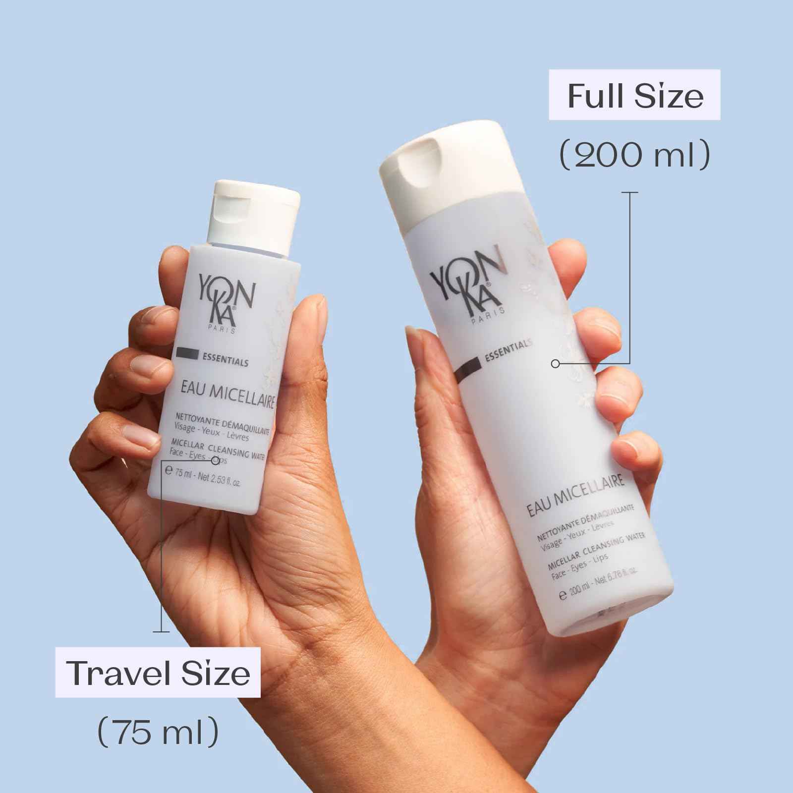 Yonka Eau Micellaire Travel Size | Micellar Water and Cleansing Makeup Remover | Gentle Face Wash with Rose and Chamomile to Remove Impurities and Hydrate | Paraben-Free | 2.53 fl oz