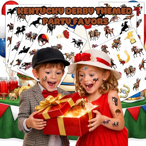 96 PCS Kentucky Derby Temporary Tattoos for Kids & Adults