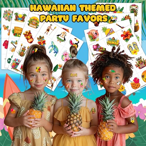 96 PCS Hawaiian Temporary Tattoos for Kids - Luau Party Favors