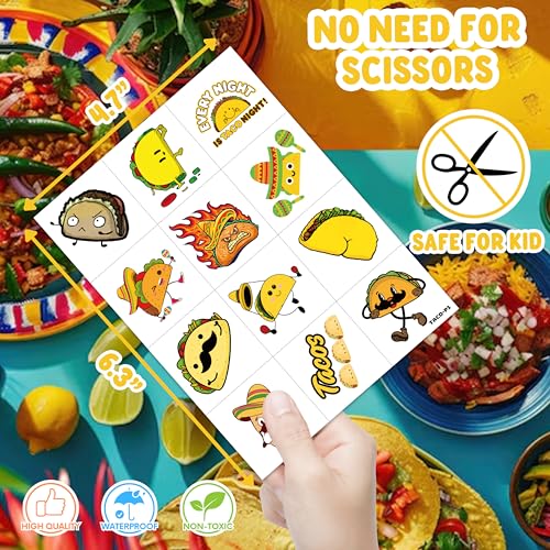 96 Mexican Temporary Tattoos for Kids Party Favors