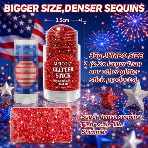 Red Glitter Stick Jumbo 1.23 oz - Face & Body Sparkle
