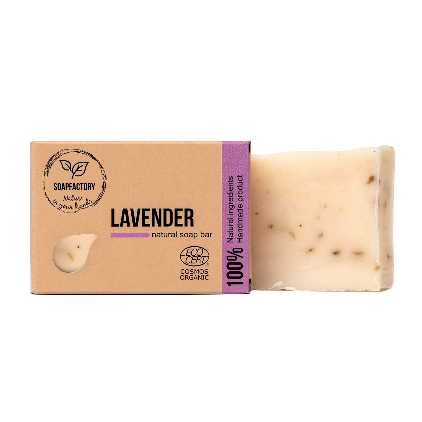 SoapFactory All Natural Oatmeal Soap with Lavender, Exfoliating Body Bar for Men and Women, Organic Certified, Vegan, Cruelty Free, Handmade, 3.88 ounce