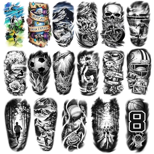 Sport Temporary Tattoos 77 Sheets Waterproof for Adults Kids