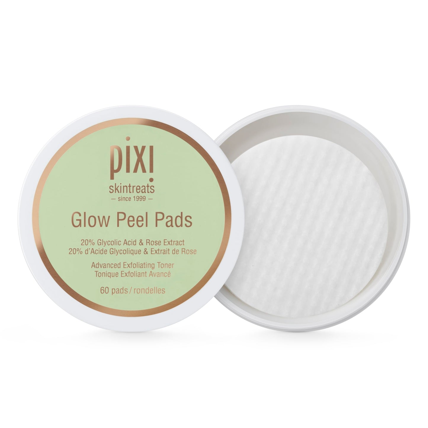 Pixi Beauty Glow Peel Pads | Exfoliating Treatment Contains 20% Glycolic Acid | Reveal Glowing Complexion | 60 Pads