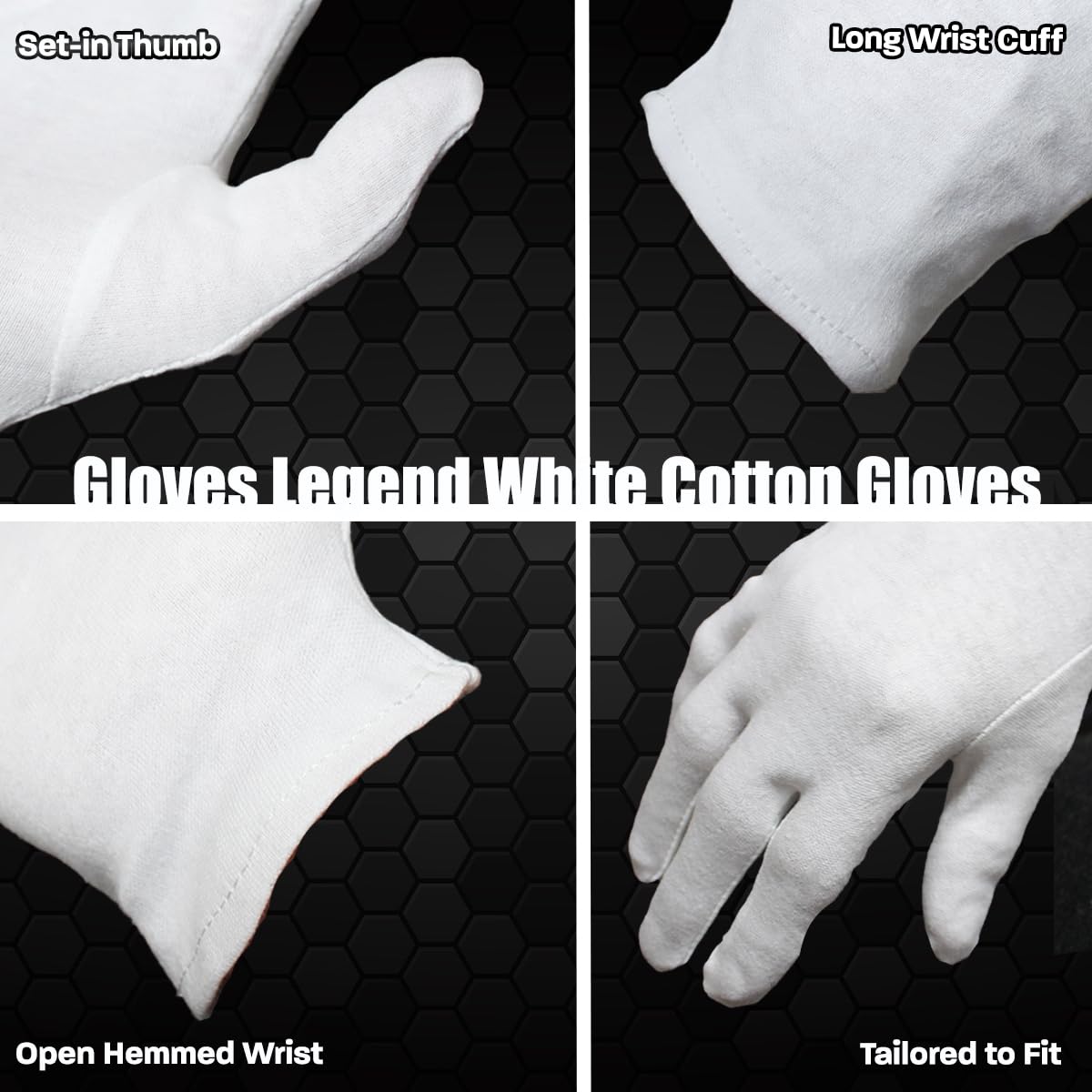 6 Pairs (12 Gloves) | Gloves Legend White Cotton Inspection Work Gloves | Coin Silver Art Handling | Cosplay Costume | Glove Liners | 100% Cotton | Women Size Small