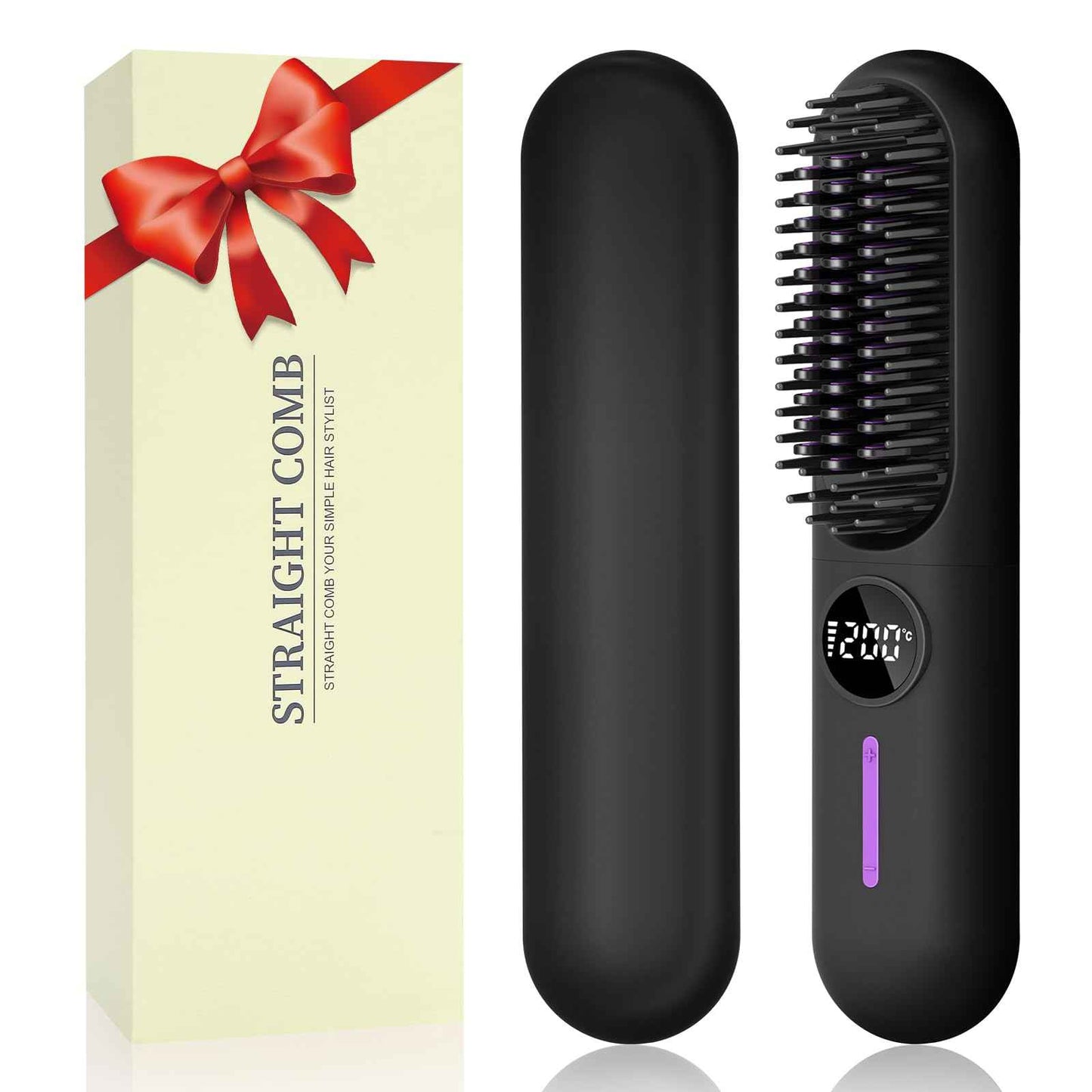 Beard Straightener for Men,Professional Electric Mens Beard Straightening，Anti-Scald Straightening Brush for Beard，Portable for Travel and Home Use, 7 Temperature Setting Comb for Home Travel