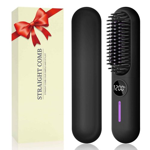 Beard Straightener for Men,Professional Electric Mens Beard Straightening，Anti-Scald Straightening Brush for Beard，Portable for Travel and Home Use, 7 Temperature Setting Comb for Home Travel