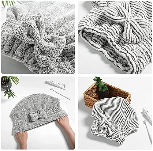 Microfiber Hair Towel Wrap, Quick Dry Cap for Curly & Thick Hair - 2 Pack