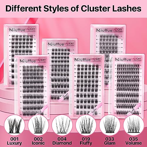 DIY Eyelash Extensions 72 PCs Cluster Lashes Super Thin Band Soft Mixed Tray Wispy Individual Lashes (Fluffy, C-8-16mix)
