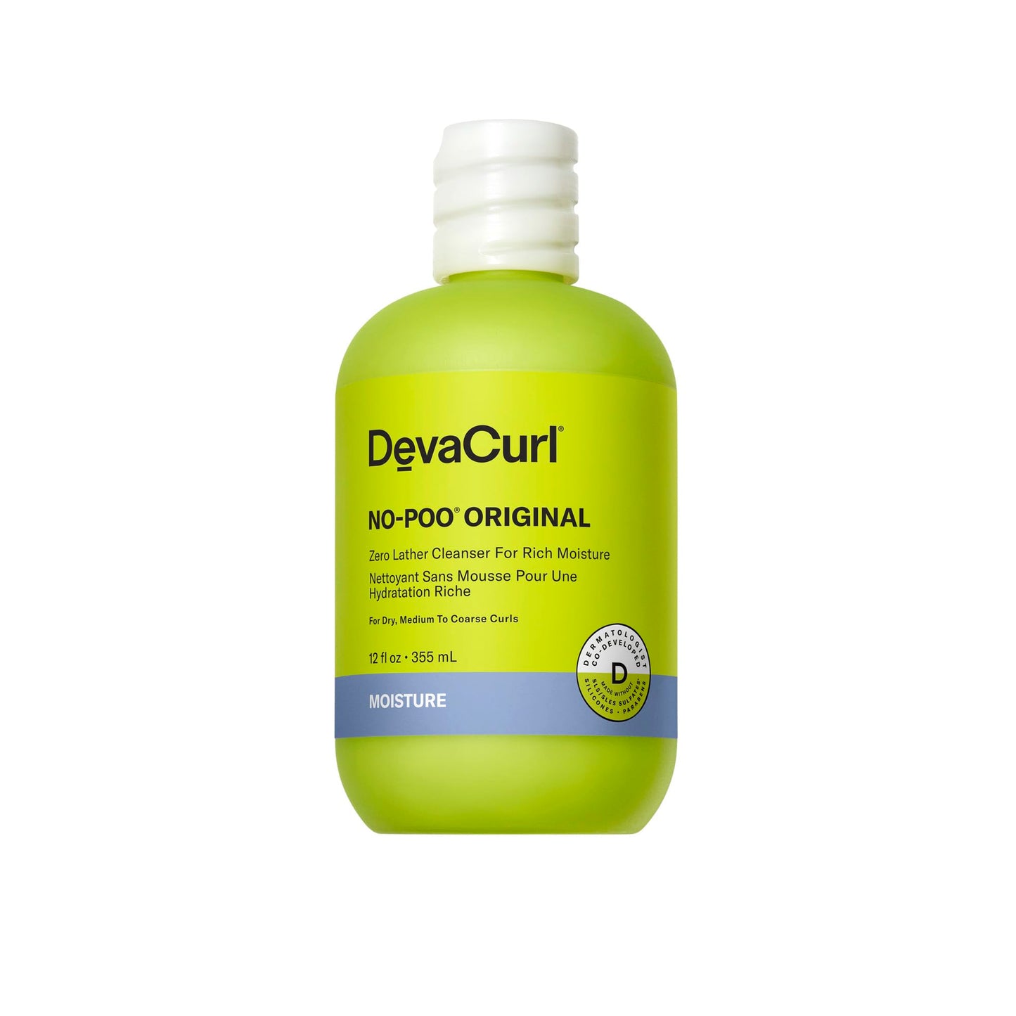 DevaCurl No-Poo Original Zero Lather Cleanser For Rich Moisture, Fresh Rose, 12 fl. oz.