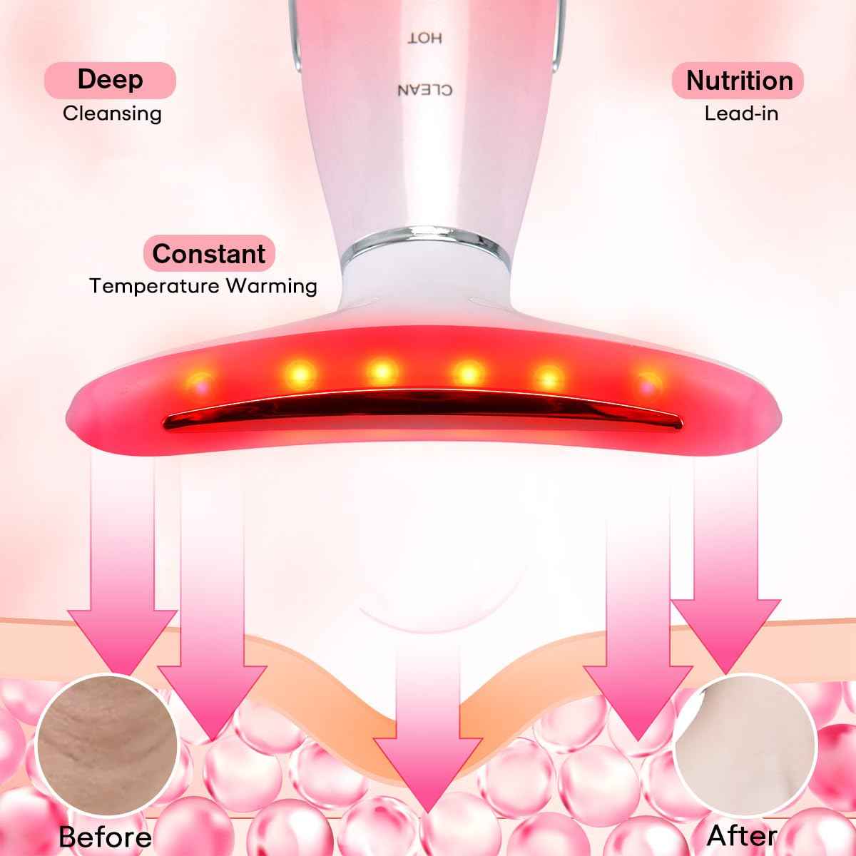 LATME Facial Massager,Neck Face Massager Tool,3 Mode Massage with Heat,Portable Beauty Instrument for Skin Care Women Gift (Gradient Pink)