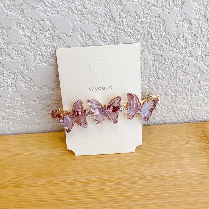 Glass Crystal Multi-Butterfly Hair Clips - Stylish Accessories for Chic Hairstyles,blue purple