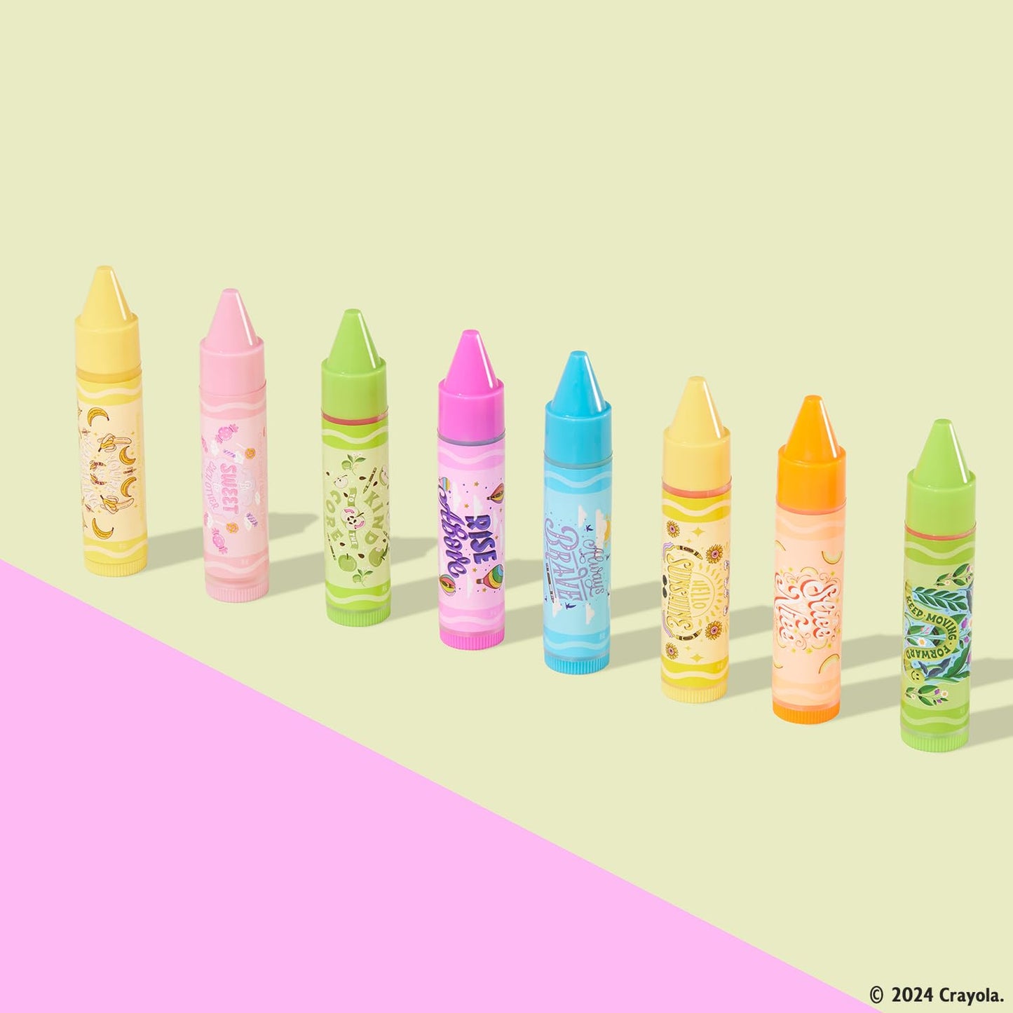 Lip Smacker Crayola Party Pack - 8 Moisturizing Lip Balms, Hydrating & Protecting, Fun Flavors, Glossy Finish, Cruelty-Free - Color of Kindness