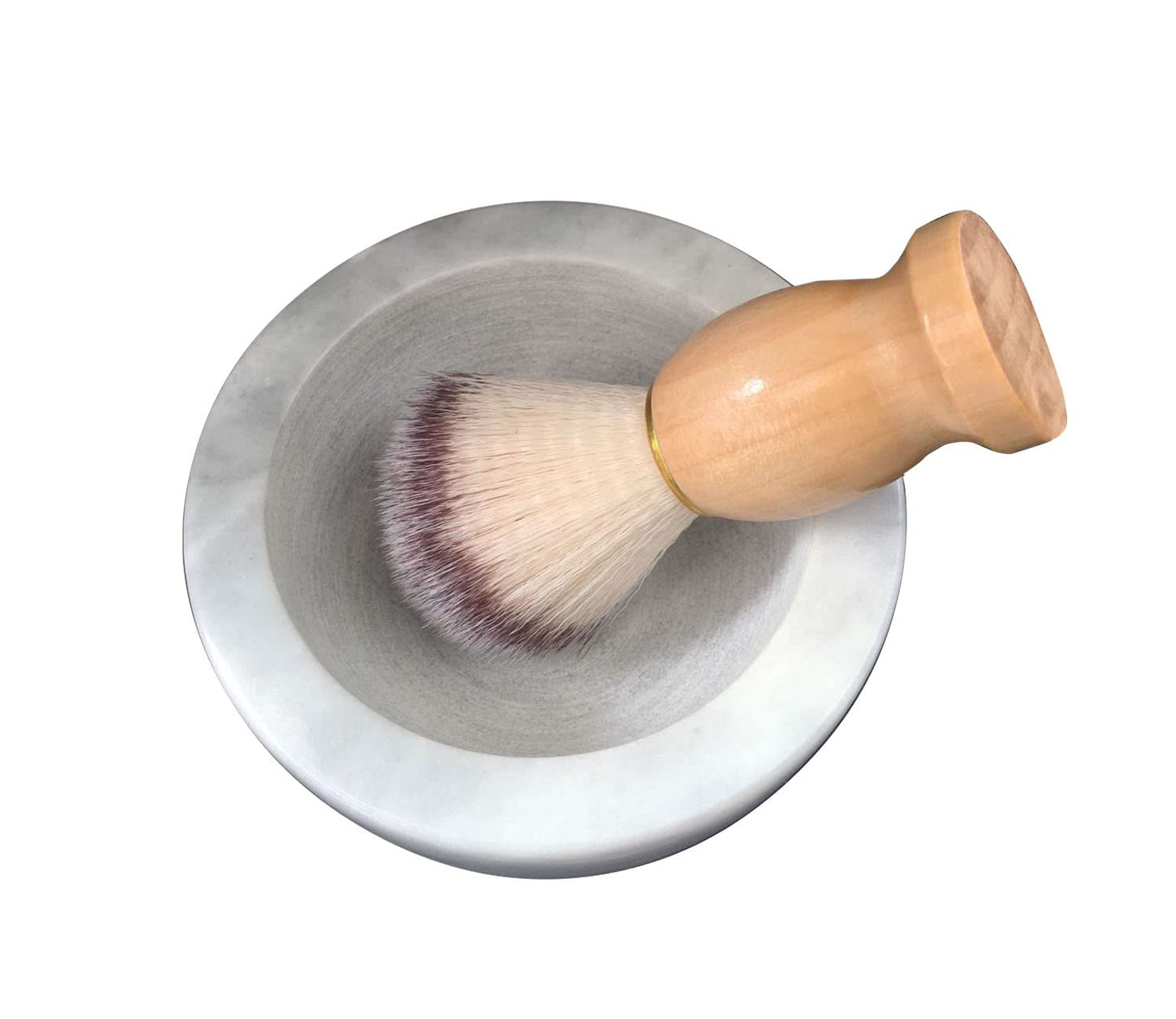 Yepmlrt Marble Shaving Bowl，Handcrafted White Marble Later，Shaving Soap & Cream Bowl for Men，Lather Mug with Interior Grooves Builds a Rich.