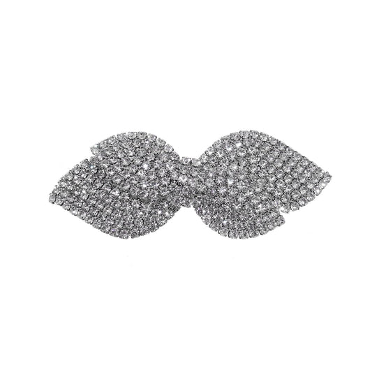 Austrian Crystal Bow Hair Barrettes, Decorative Rhinestones Bowknot Hair Clips, White Sparkly Hairgrip Hair Headwear Accessories for Women Girls