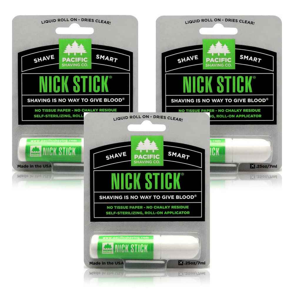 Pacific Shaving Company Nick Stick - A Shave Essential - Puts Nicks in Their Place - Liquid Roll-On Applicator, Dries Clear - With Vitamin E & Aloe Vera (0.25 Oz, 3 Pack)