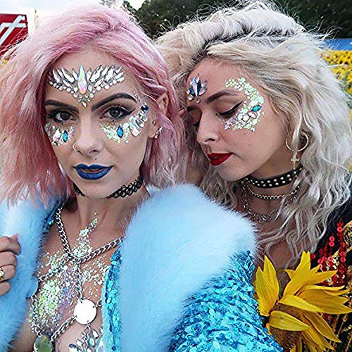 Mermaid Face Gems Rhinestone Stickers - Festival Party Body Jewels