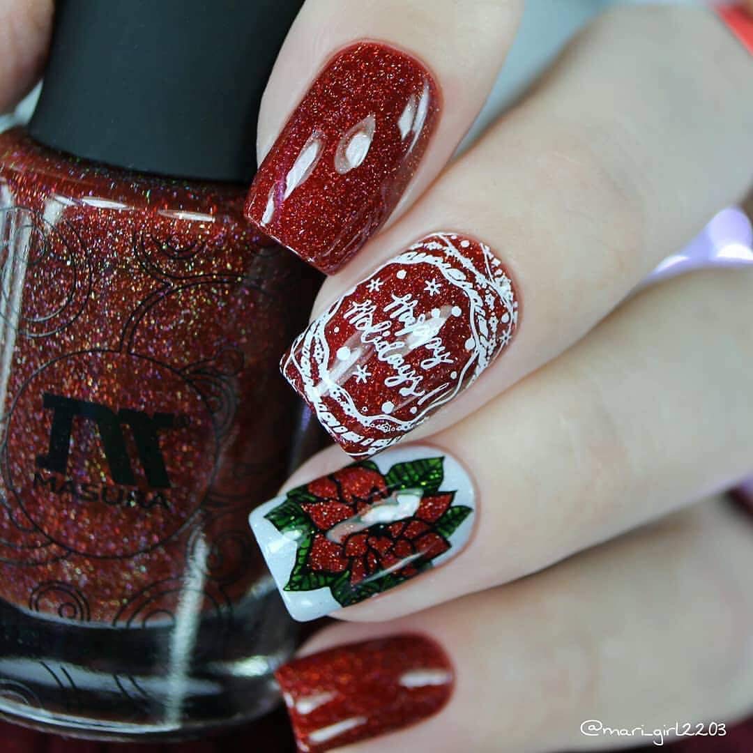 Whats Up Nails - B034 Deck The Nails Stamping Plate for Christmas Winter Nail Art Design