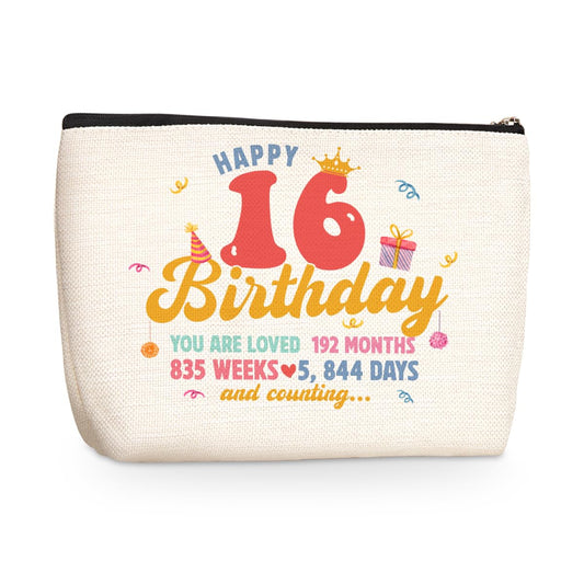 Sweet 16 Gifts for Girls 16th Birthday Makeup Bag Cosmetic Travel Bag Pouch 16 Year Old Girl Gifts 2008 16th Birthday Decorations Gifts for Teenage Girls Daughter Granddaughter for Friendship Birthday