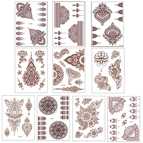 Henna Temporary Tattoo Stickers - 10 Pack Lace Designs