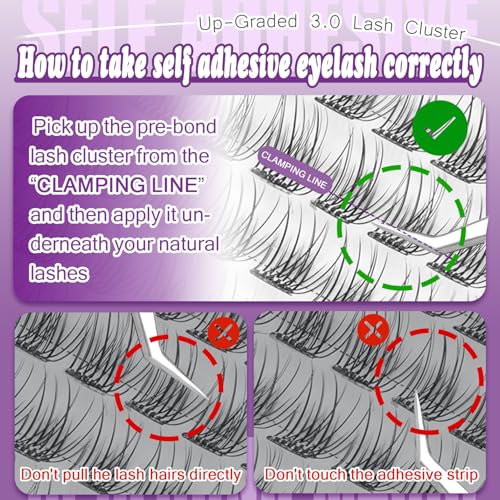 Self-Adhesive Eyelash Clusters Wispy 12-14MM No Glue