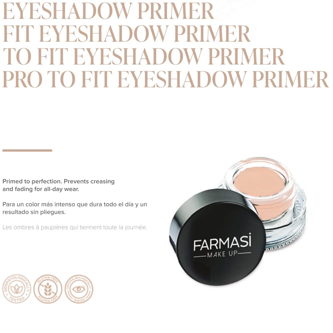 FARMASI Pro to Fit Eyeshadow Primer, Nude Eye Primer for Crease-Free Eyeshadow and Makeup Looks, Lasts All Day 0.11 fl. oz / 3 ml