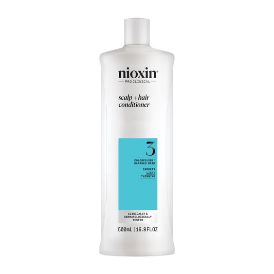 Nioxin System 3 Scalp + Hair Conditioner - Hair Thickening Conditioner for Damaged Hair with Light Thinning, 16.9oz