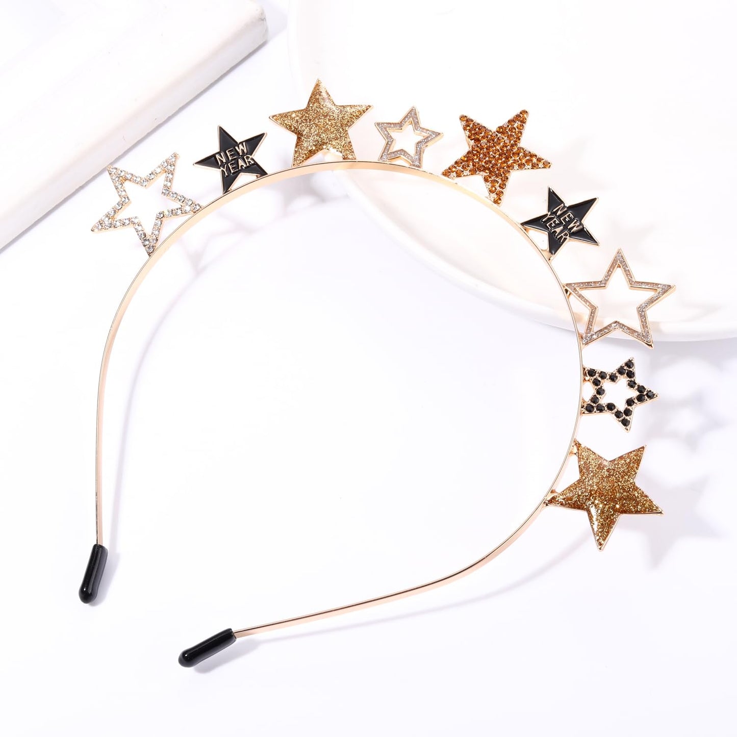 YAHPERN Happy New Year Headbands for Women Rhinestone New Year’s Eve Hairbands New Year Party Supplies Hair Accessory Gifts (Star B)