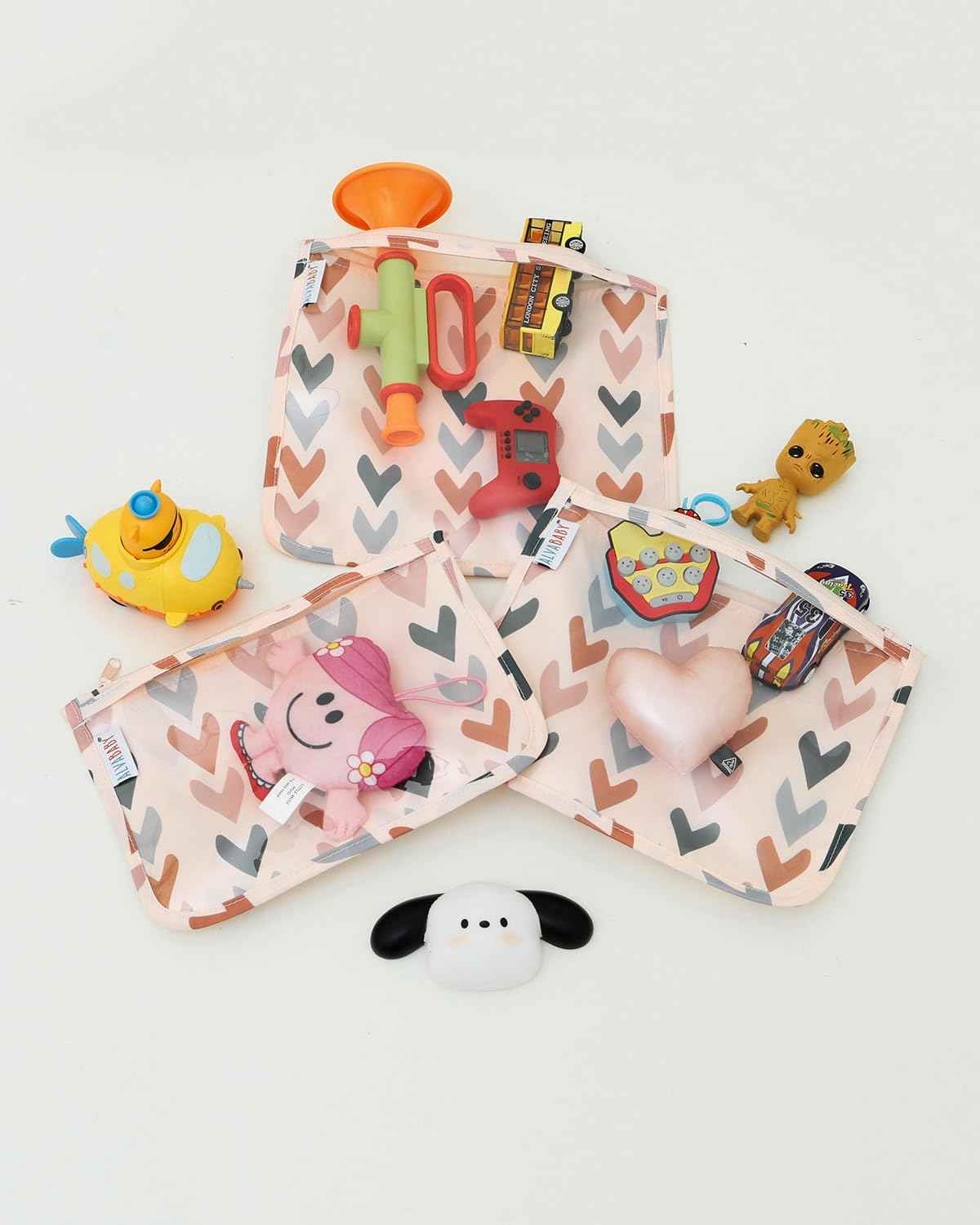 ALVA 3pcs Mess-Proof Travel Toiletry Bag,Makeup BagClear/Cosmetic & Diaper Organizer with Front Pouch