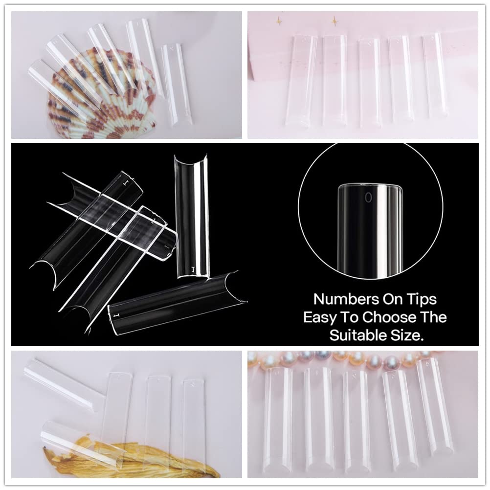 UNA GELLA Tapered Square Nail XXL Tips 120 PCS No C Curve Gel Extra Long Straight Nails Half Fake Trace for Acrylic Home DIY with Box