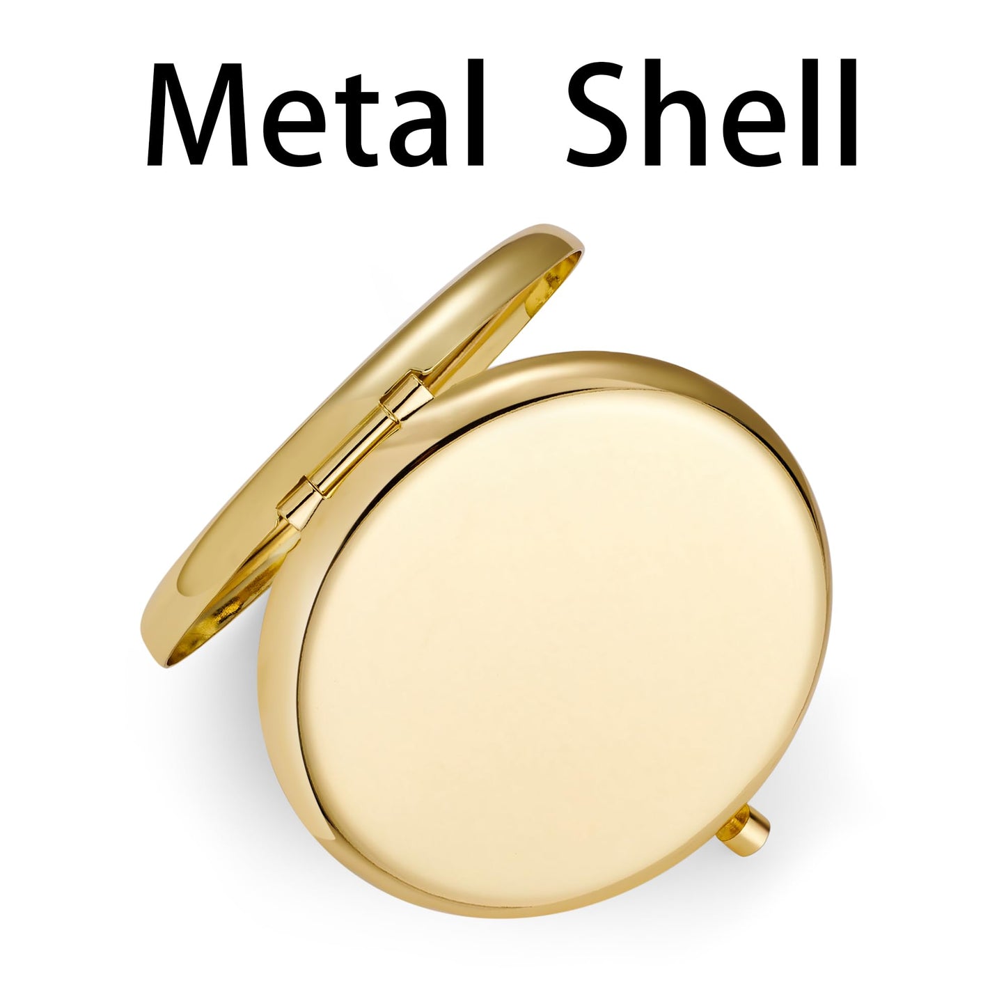 QUSTGO Compact Mirror, Pocket Travel Makeup Mirror for Purse, Metal Round Shell, 2-Sided 1X/2X Magnifying, Portable, Folding, Handheld, Gold, 12 Pack