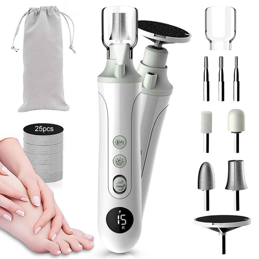 2-in-1 Professional Cordless Electric Nail Drill File&Callus Remover for Feet Hand Care-Wider Grinder for Dead Skin,Thick Nails,Acrylic Gel Nails,15 Speed,LED Display for Women Men Seniors Home Salon
